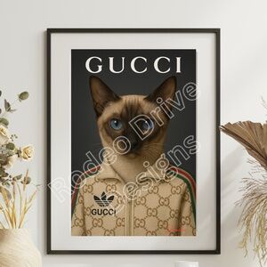 11x17 Gucci Inspired Siamese Cat Poster Print Streetwear Limited Prints